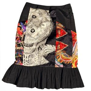 Silk Club Collection 100% Silk Colorful Patchwork Skirt